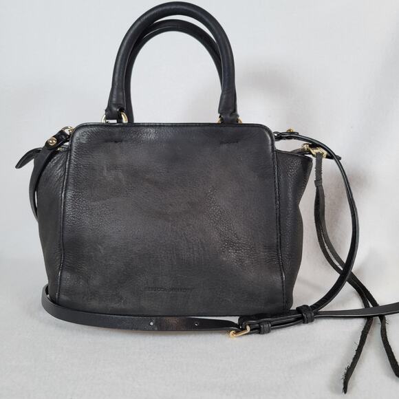 Rebecca Minkoff Womens Micro Avery Shoulder Bag Black Pebble Leather Biker Punk - Picture 2 of 13